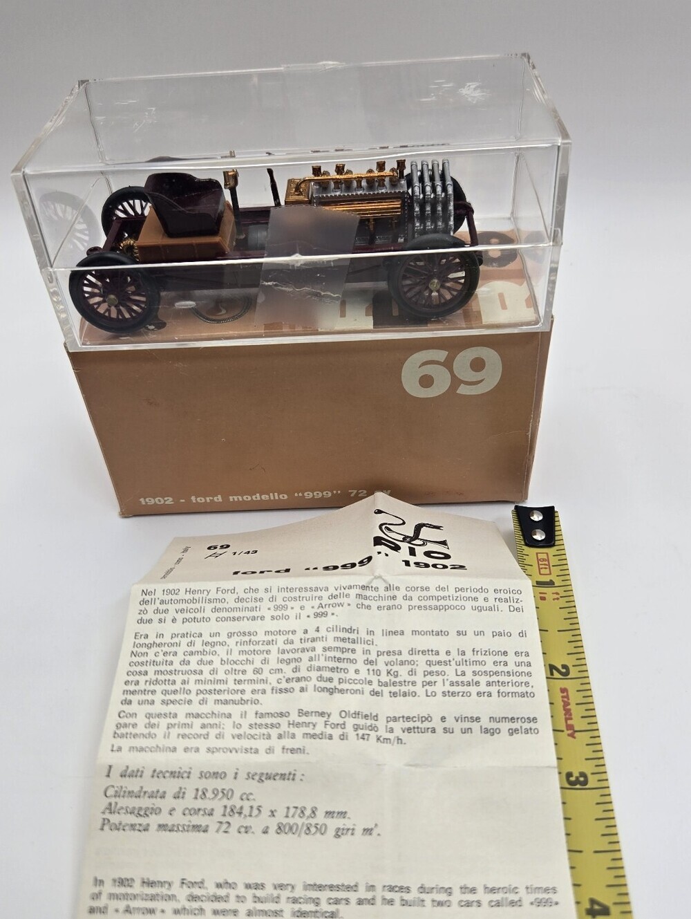 1/43 Scale Diecast Model No. 69 of the 1902 Ford Modello "999" 72 CV racing ca